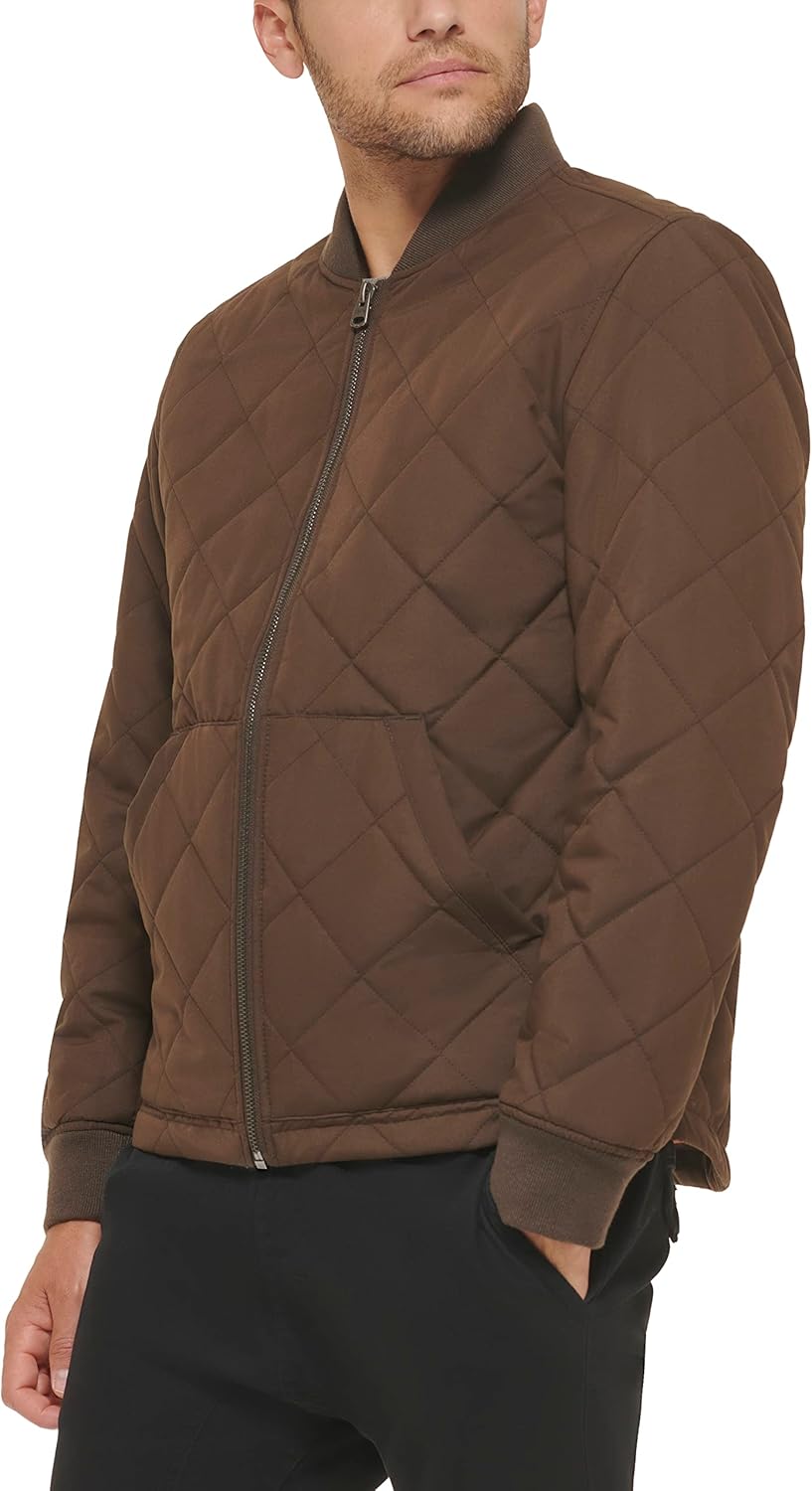 Мужская стеганая куртка-бомбер Levi's с открытым низом, Dark Brown — фото 4
