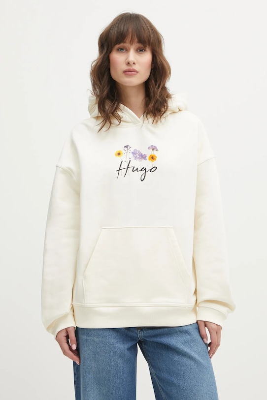

Хлопковая толстовка HUGO dalessandra_2, бежевый