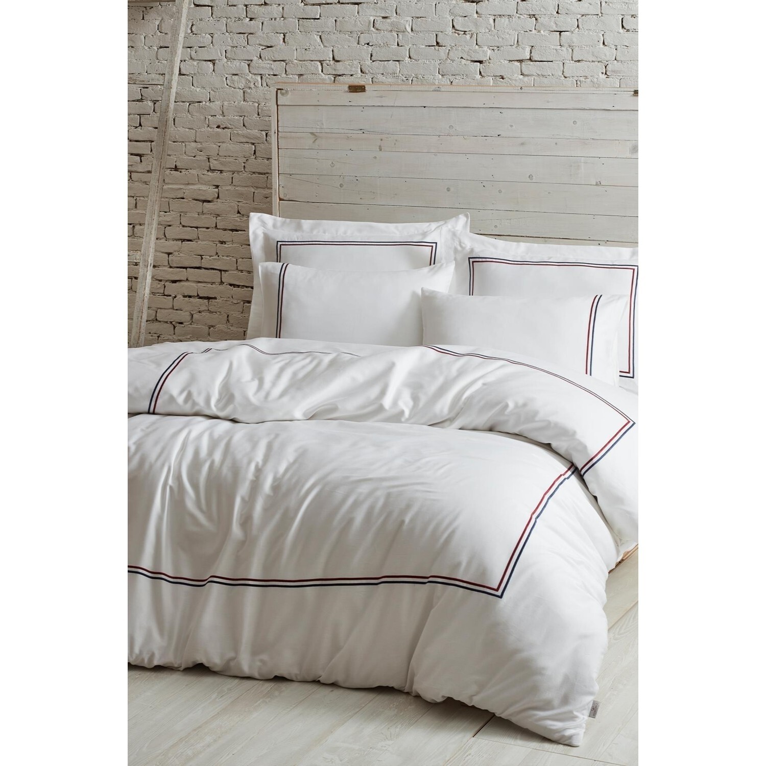 

Ecocotton Line Комплект постельного белья королевского размера из 100% органического хлопка, атласа с вышивкой, белого цвета, 220X240 см, Белый, Ecocotton Line Комплект постельного белья королевского размера из 100% органического хлопка, атласа с вышивкой