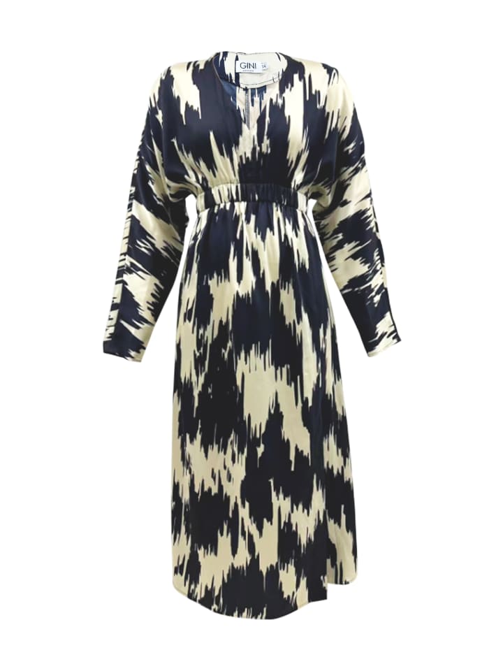 

Длинное платье GINI LONDON Midi Gini Mono Abstract Print Elascticated Waist Midi, черный