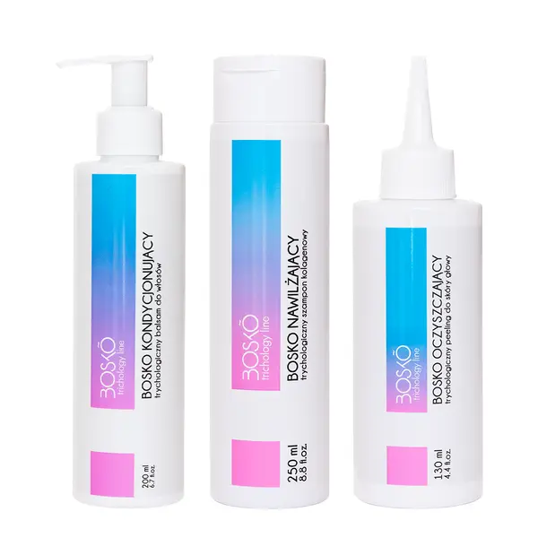 

Набор: пилинг, 130 мл + шампунь, 250 мл + бальзам, 200 мл Bosko Cosmetics Linia trychologiczna