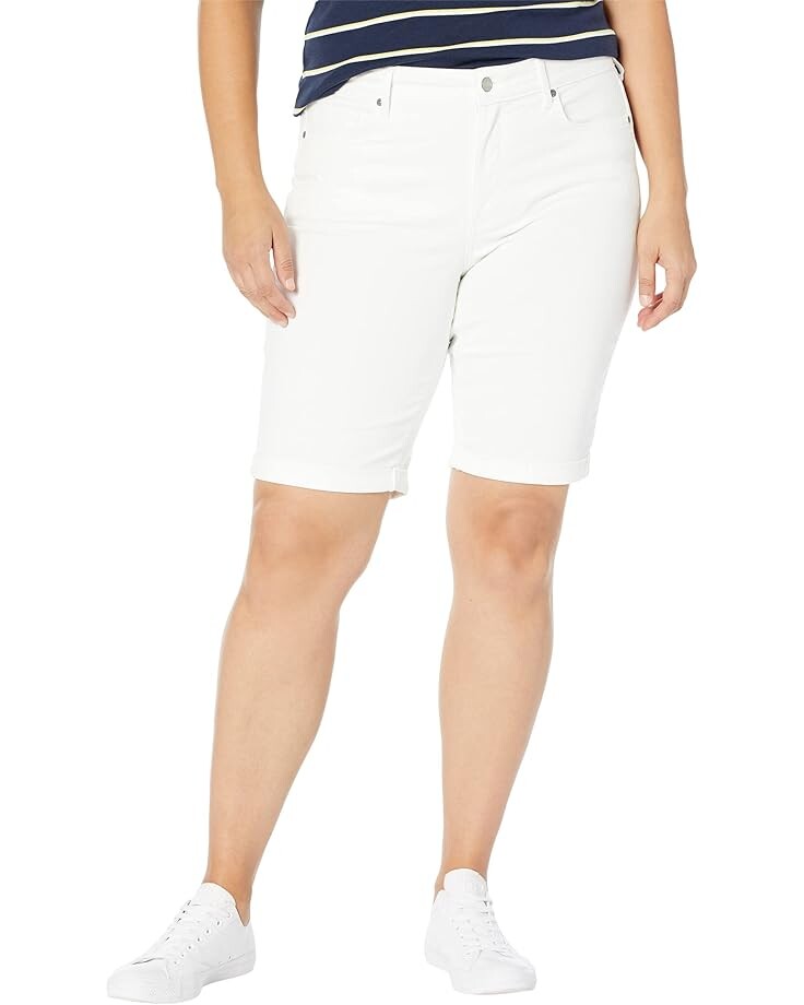 

Шорты NYDJ Plus Size Briella Shorts Roll Cuff 11" in Optic White, белый