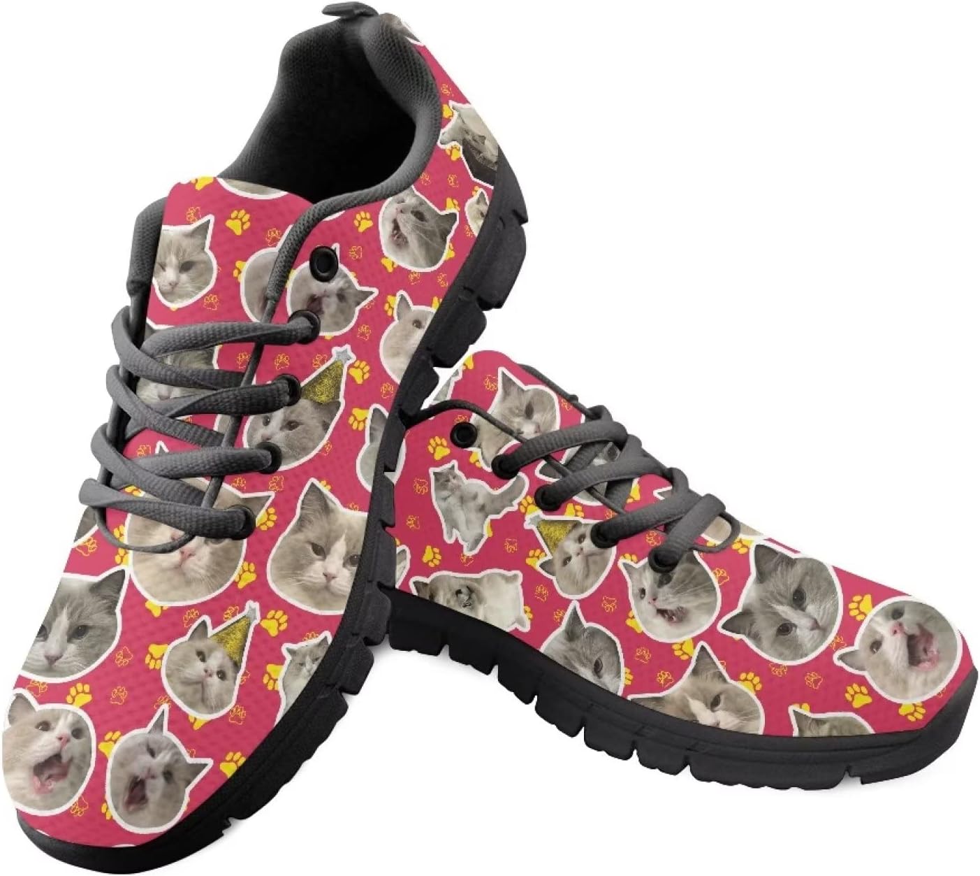

Женские/мужские теннисные кроссовки Yzaoxia для улицы, походов, тренировок в зале и прогулок, противоскользящие, удобные спортивные shoes, размеры 5-11, Cute Cat Print