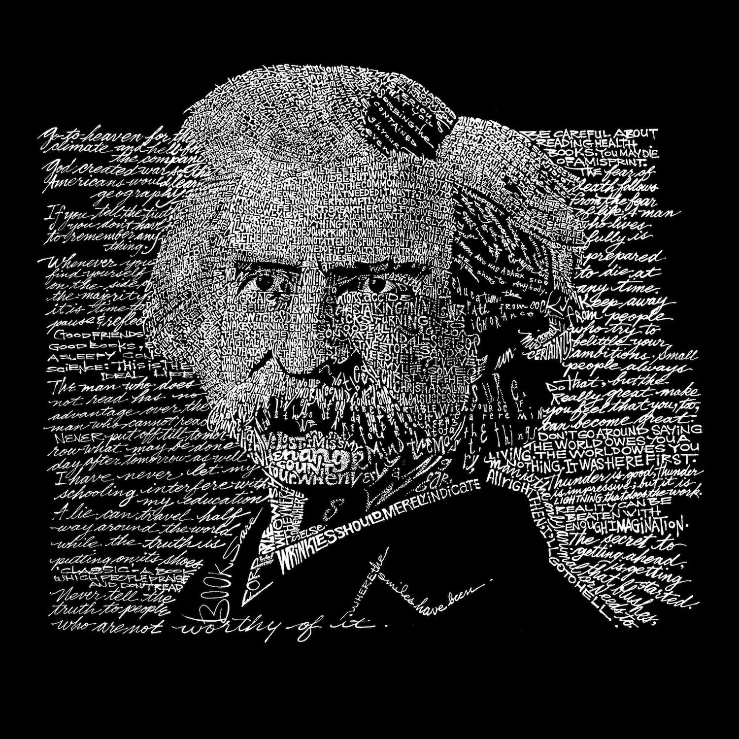

Марк Твен — мужская футболка с рисунком Word Art LA Pop Art, черный