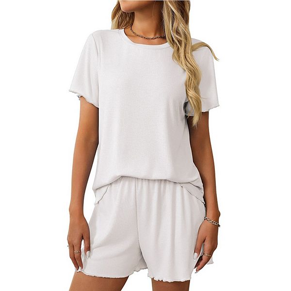

Летний пижамный сет для женщин с коротким рукавом Seoria, White