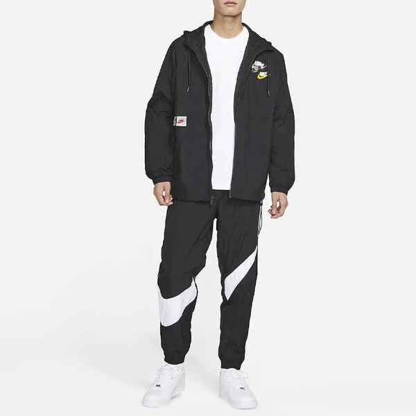 Куртка Men's Nike Sportswear Lightweight Back Printing Breathable Athleisure Casual Sports Woven Jacket Autumn Black, мультиколор — фото 3