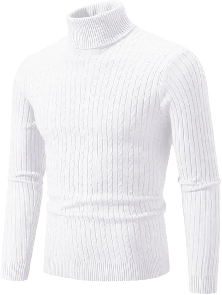 

Мужской однотонный вязаный свитер с высоким воротником