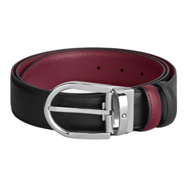 

MONTBLANC Мужские ремни из коровьей кожи, черный/фуксия, ширина 3.5 см