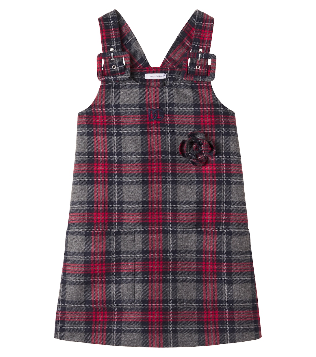 

Платье DG в клетку тартан с цветочной аппликацией Dolce&Gabbana Kids, Check-Tartan