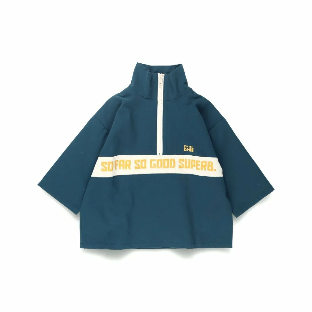 Футболка с рукавами 3/4 и молнией до середины груди [Dry Mesh] Branshes, Navy blue — фото 2