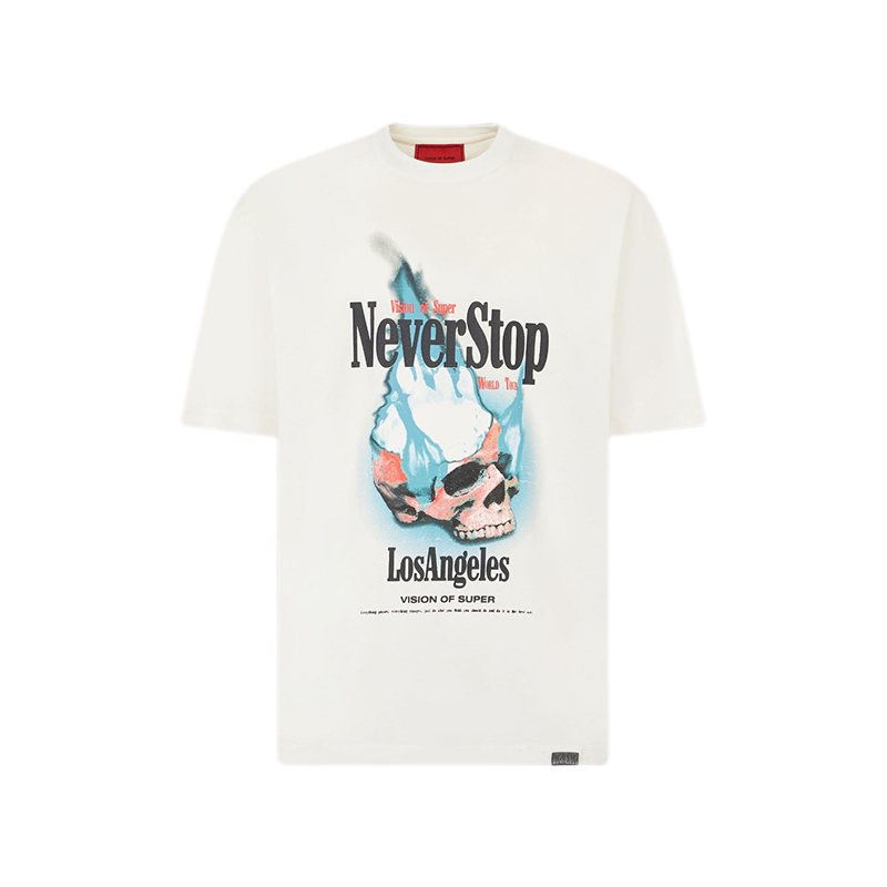 

Футболка VOS Casual Loose Fit с коротким рукавом и круглым вырезом, унисекс Vision Of Super, белый