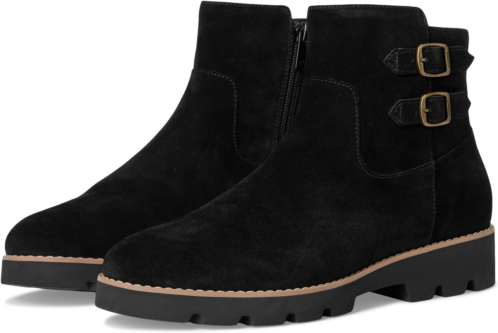 Ботинки VIONIC Women's Carissa Zip Short Boots, Black Suede Leather