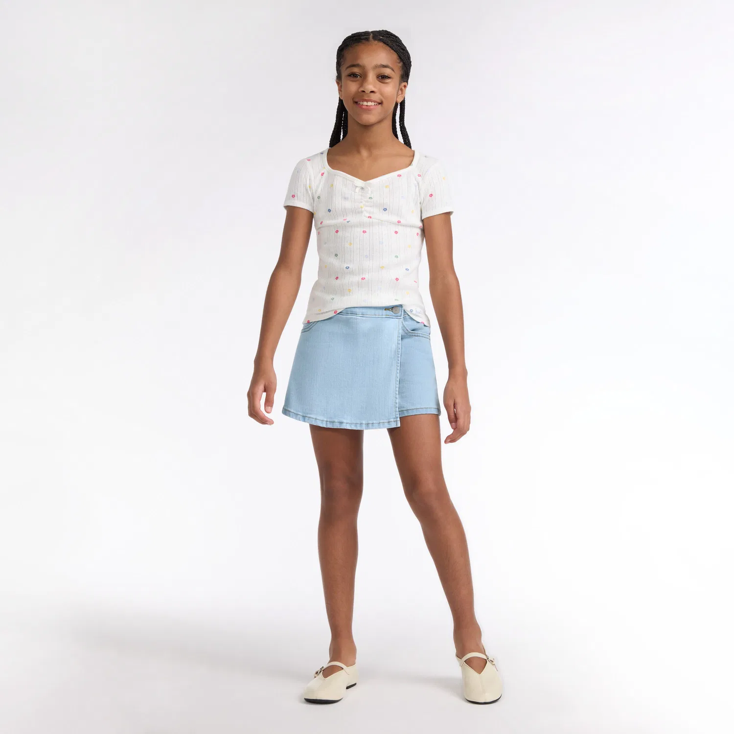 Джинсовая юбка-шорты для девочек 7-16 лет Levi's, Light Wash — фото 3