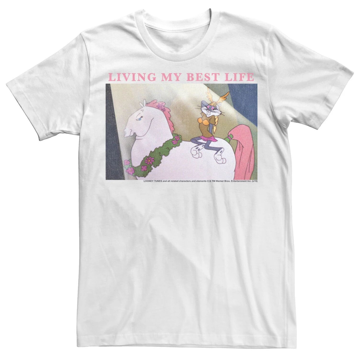 

Мужская футболка с плакатом Looney Tunes Bugs Bunny Living My Best Life Licensed Character