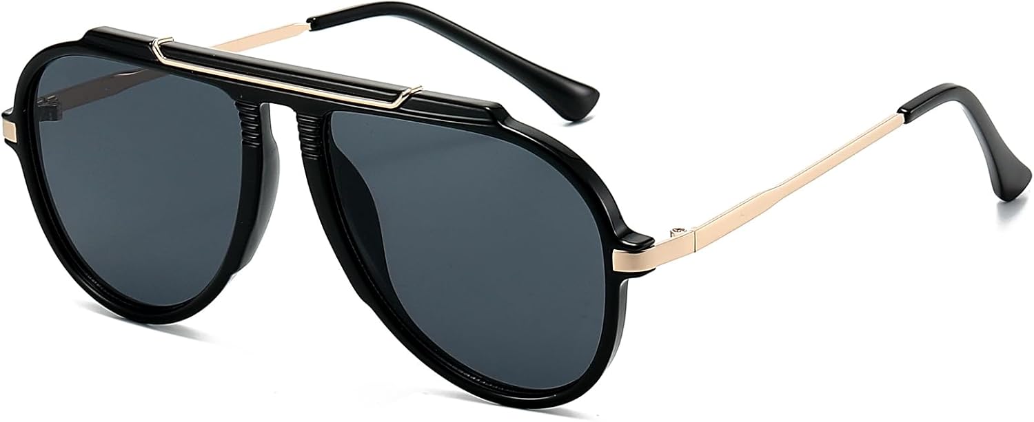 

Солнцезащитные очки-авиаторы EYLRIM большого размера в стиле ретро для женщин и мужчин, модные солнцезащитные очки в стиле 70-х с золотистым металлическим покрытием, очки-пилот, Black Frame/Grey Lens