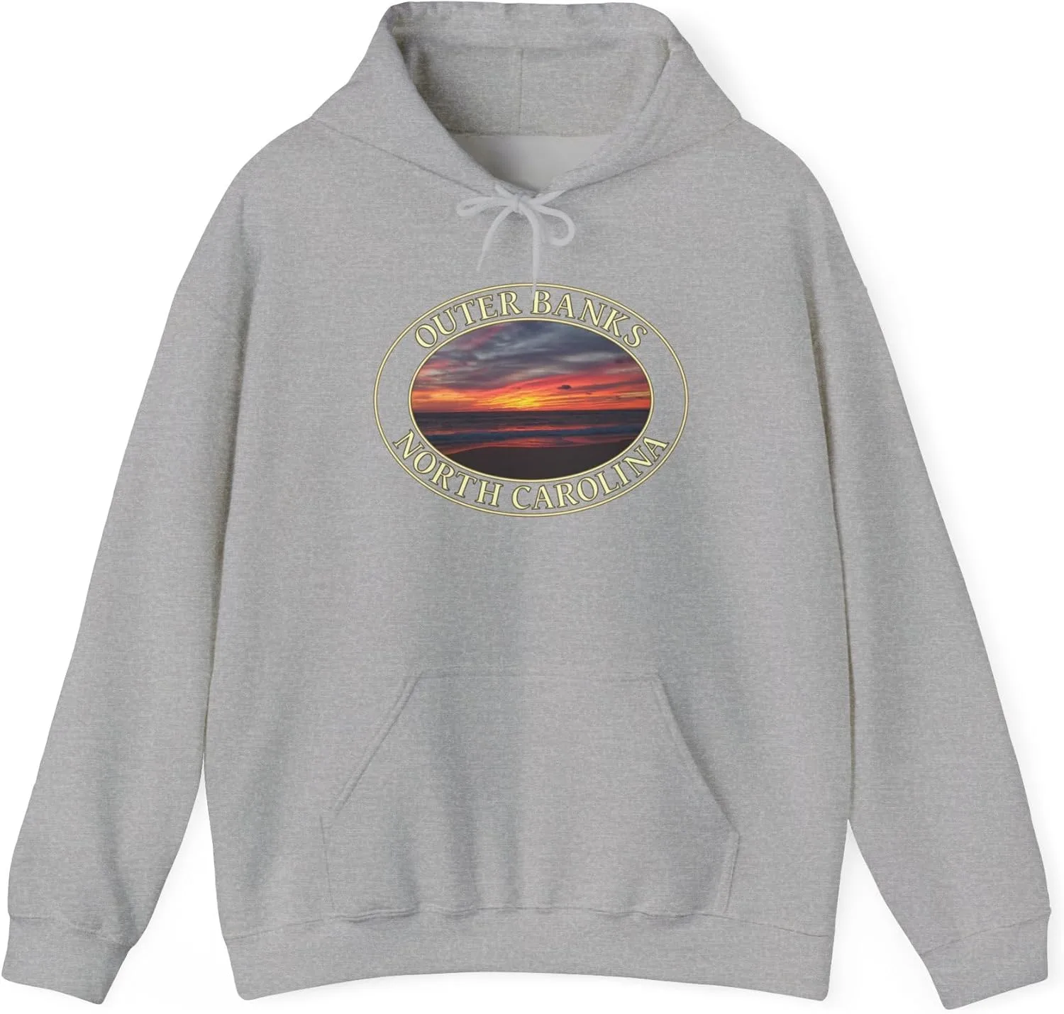 Худи Outer Banks Sunrise - Толстовка с принтом побережья Северной Каролины - Пуловер GentleSeas Ocean Horizon - Подарок для любителя пляжа GENERIC, серый