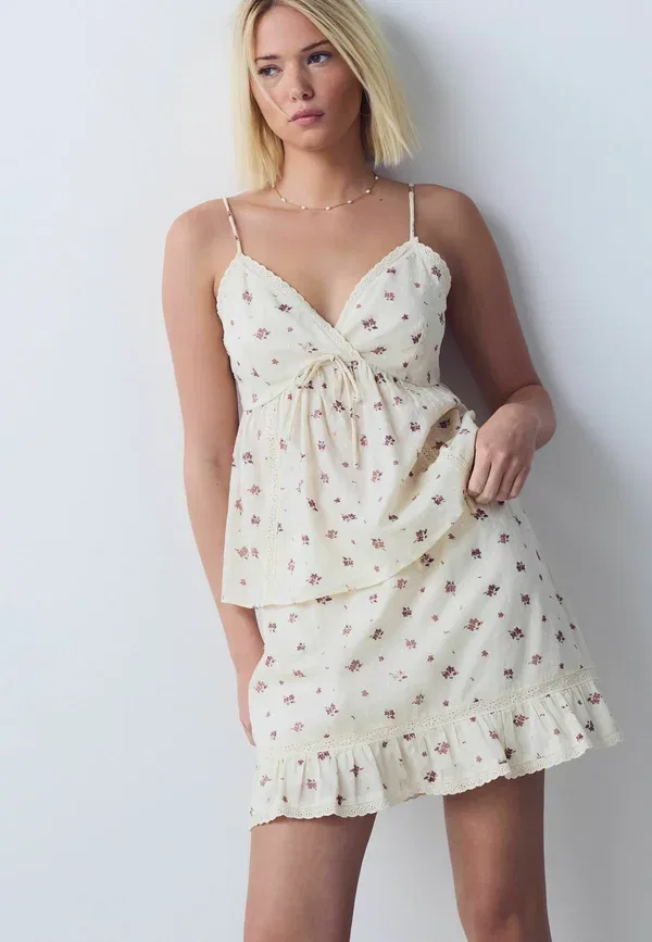 Топ Regular fit, Next, cream ditsy floral print, кремовый с мелким цветочным принтом