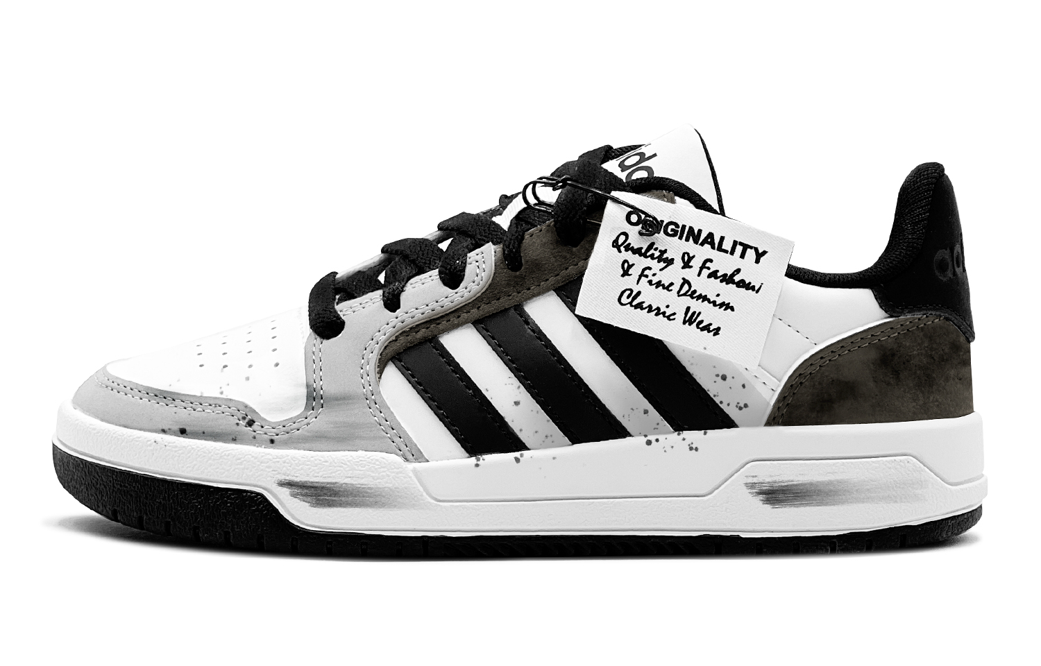 Adidas Entrap Ink Gray, стиль преппи, индивидуальная мода, модные универсальные низкие кеды для скейтбординга унисекс серый белый — фото 3