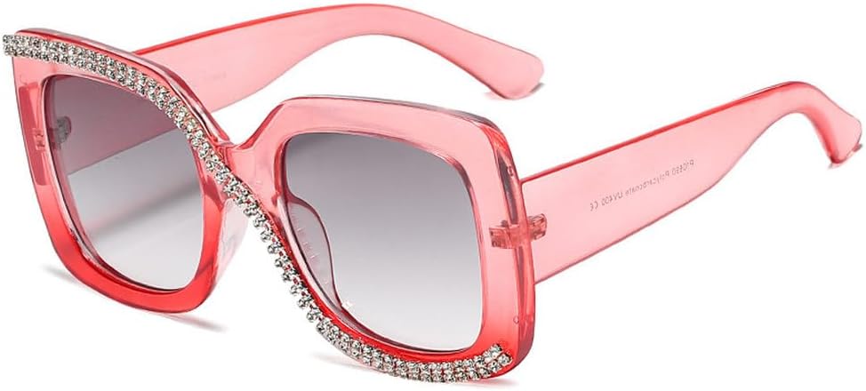 

Модные солнцезащитные очки с бриллиантами для женщин и мужчин, ретро-оправа большого размера, трендовые женские солнцезащитные очки класса люкс с защитой от УФ-излучения UV400 TKKTLLT, Pink Grey