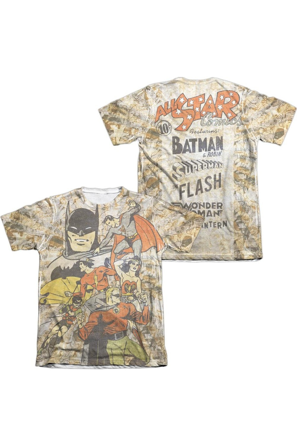 

Футболка с коротким рукавом DC Comics All Stars (принт спереди/сзади) для взрослых из полиэстера/хлопка Gildan, белый