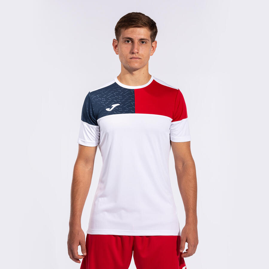 Футболка Joma Crew Sport, белая, красная, темно-синяя, 2XS — фото 4