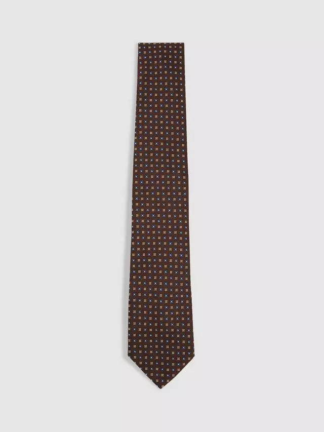 

Галстук Reiss Pelosa Silk Blend Geometric, цвет tobacco/navy