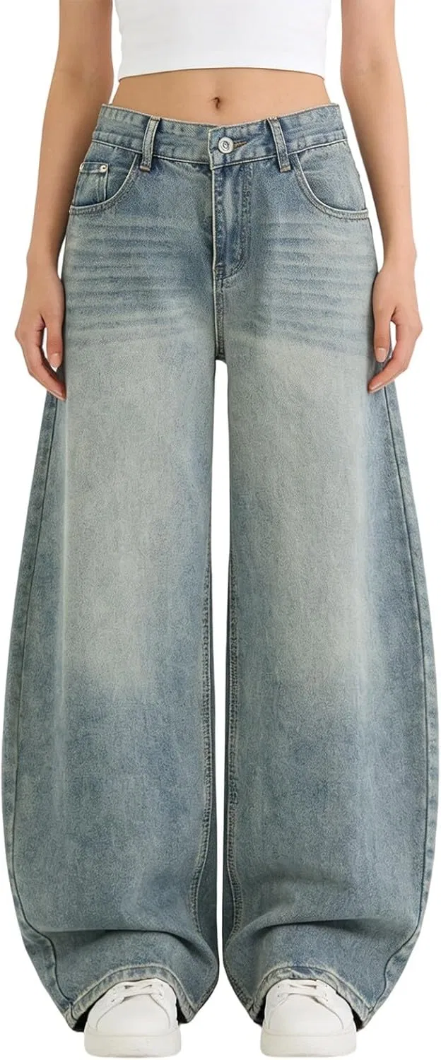 Джинсы свободные, Vintage, M04 - Blue