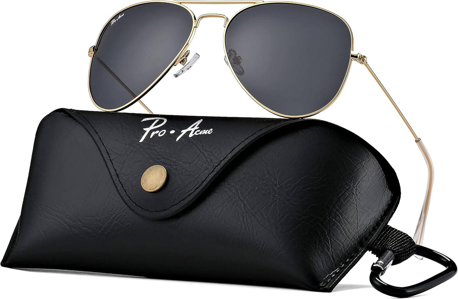 

Поляризованные солнцезащитные очки-авиаторы Pro Acme Classic для женщин и мужчин, легкая металлическая оправа в стиле «пилот», защита от УФ-излучения UV400, ширина линз 58 мм, A | Gold Frame| Grey Lens