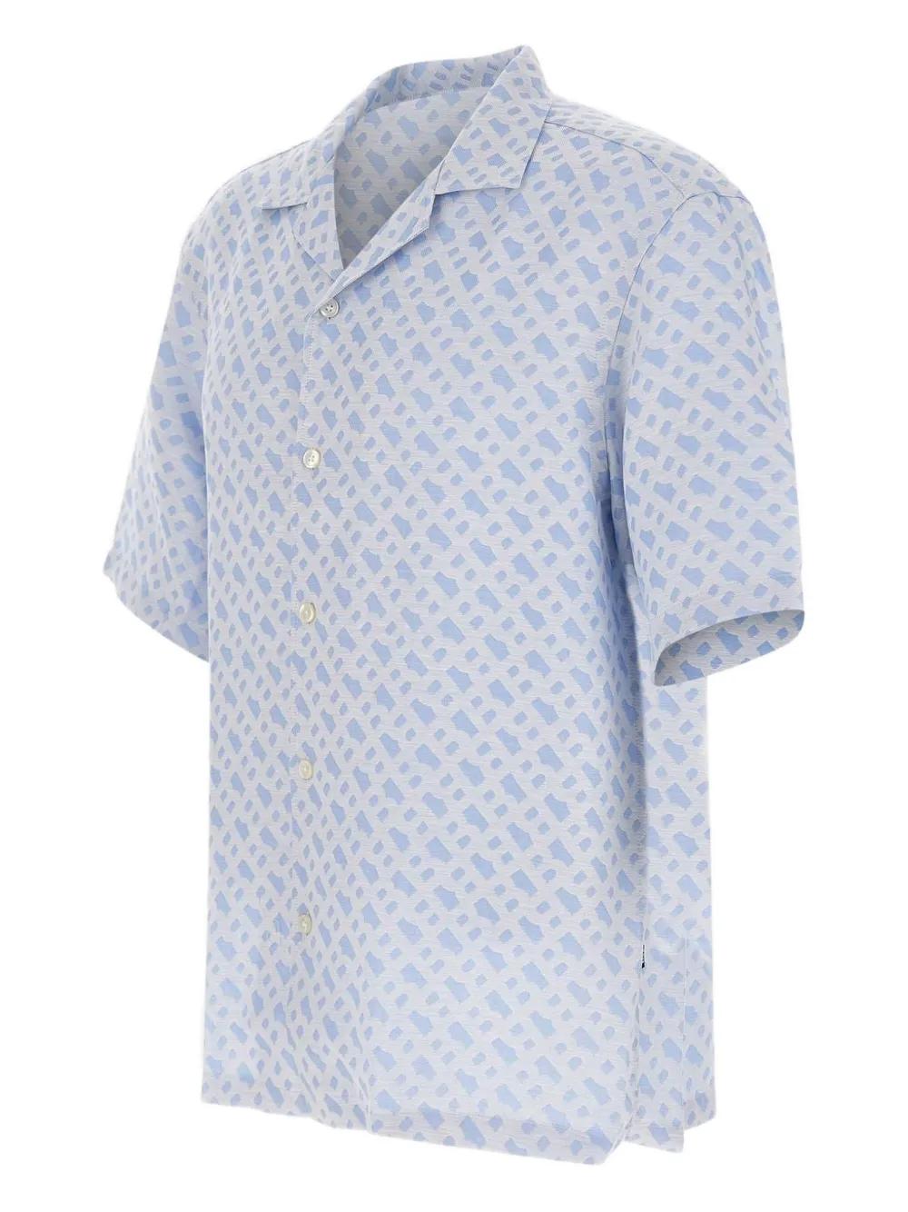 

Рубашка с логотипом и кубинским воротником BOSS, синий