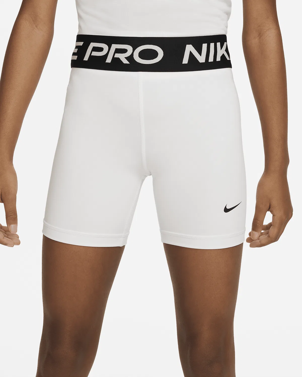 Детские шорты Nike Pro Dri-FIT 5" для девочек, White/Black — фото 2