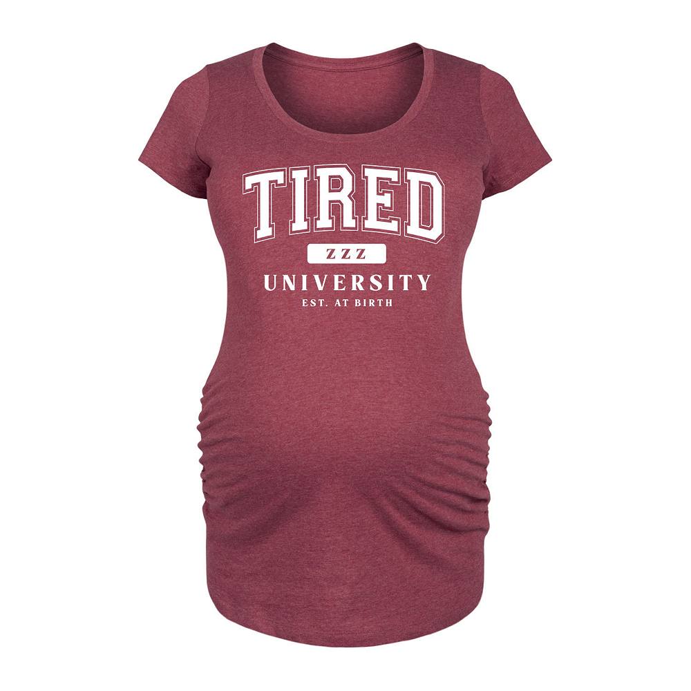 

Футболка с графическим рисунком Maternity Tired University Licensed Character, цвет Heather Dark Red