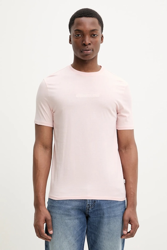 

Хлопковая футболка Guess Jeans, розовый