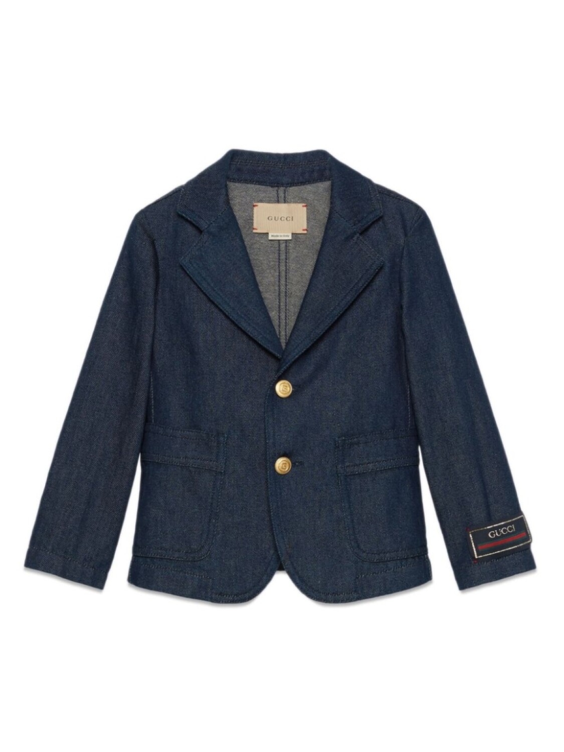 

Gucci Kids однобортный блейзер из денима, синий