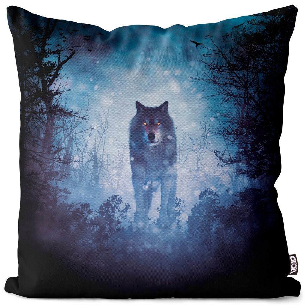 

VOID Wolf Moon Fantasy Animal Чехлы для подушек Полиэстер Водонепроницаемая подушка для улицы и дома Размер: 80 x 80 см