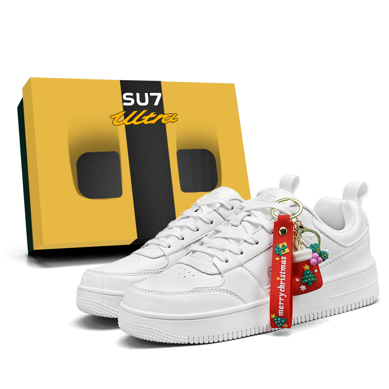 

TCELLARS Амортизирующие износостойкие низкие скейтерские кроссовки с эффектом увеличения роста унисекс эксклюзивная коробка - белый+рождественский кулон, цвет White+Christmas Pendant