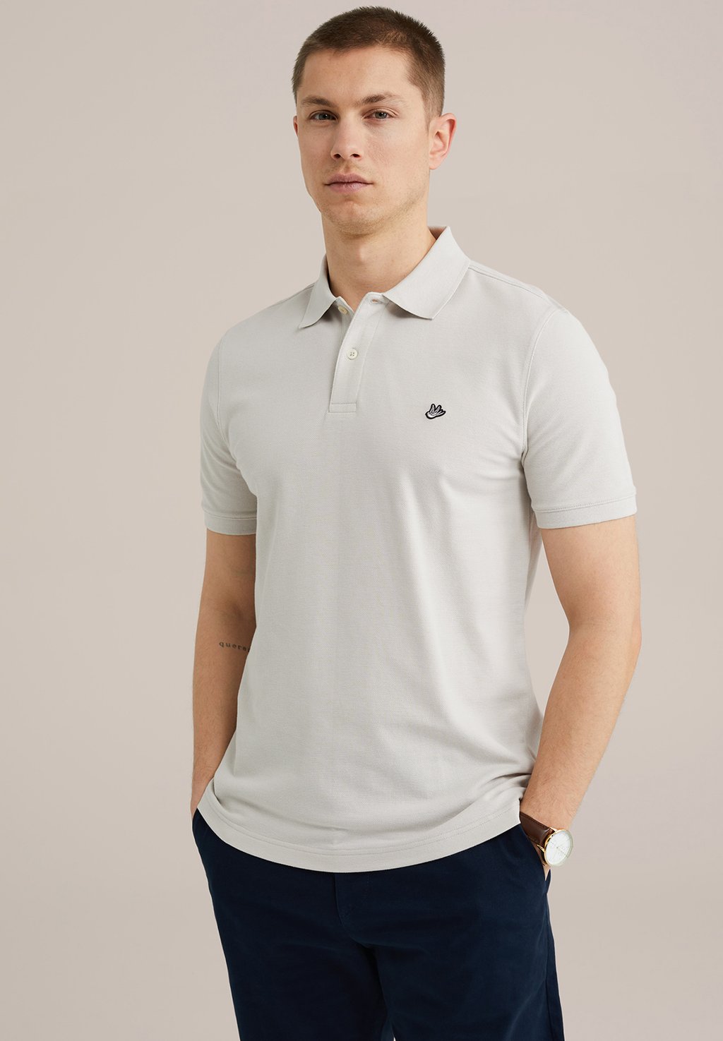 

Рубашка поло WITH STRUCTURE WE Fashion, светло-серый