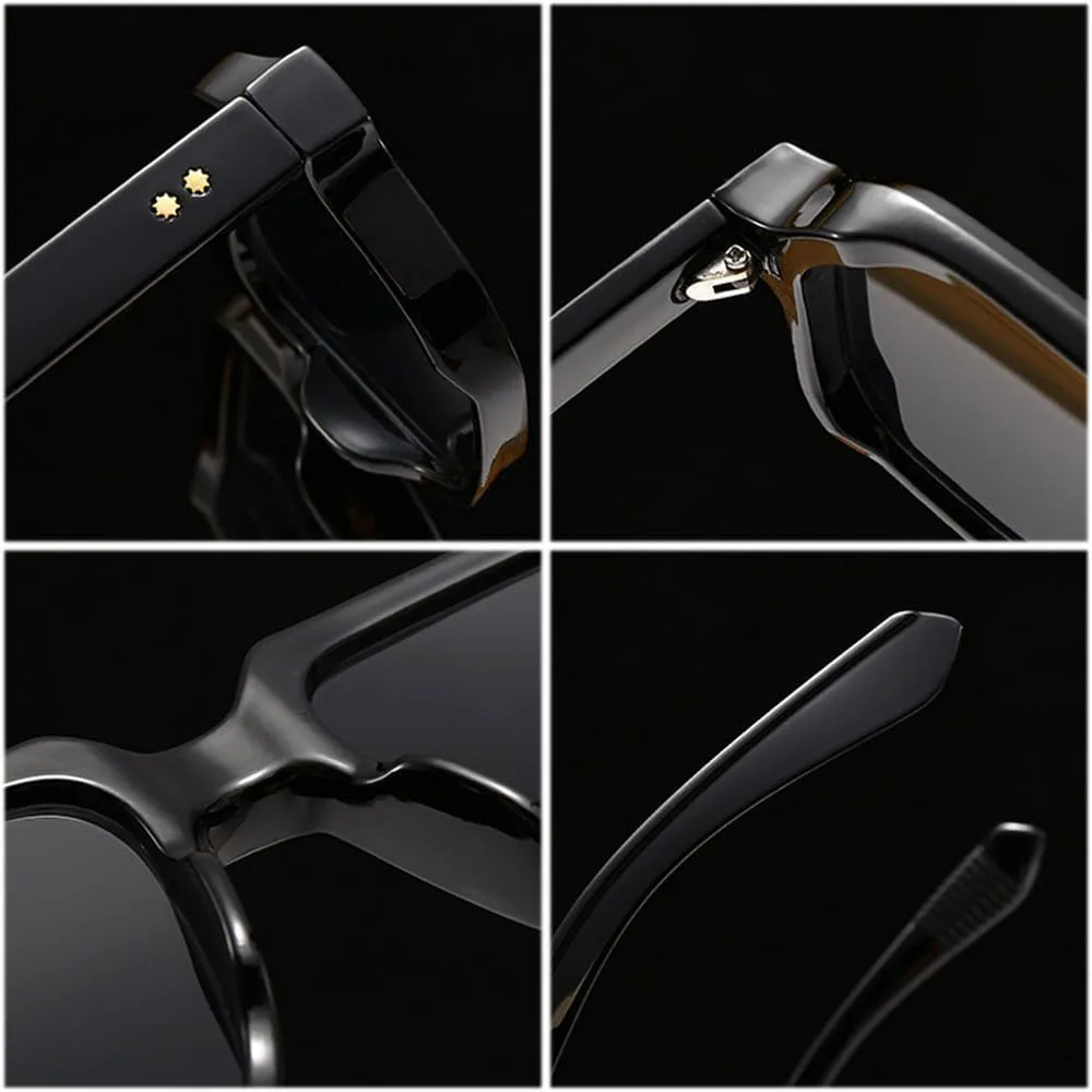 

Винтажные квадратные солнцезащитные очки с заклепками для женщин, солнцезащитные очки UV400 для мужчин, панк-очки, синие солнцезащитные очки WNCKSQ, Black Gray