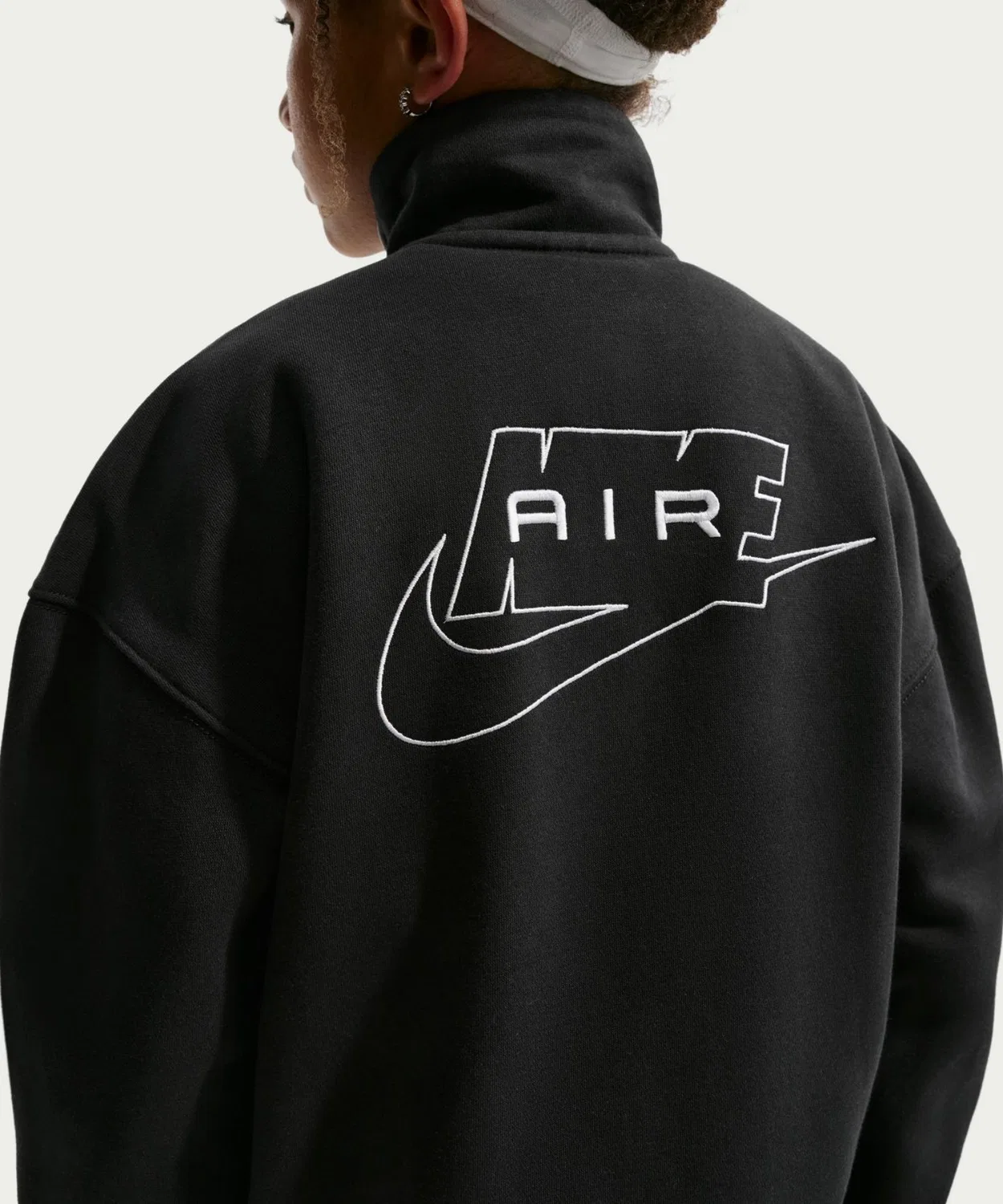 Толстовка Nike YTH Air Fleece Track Jacket, чёрная — фото 4
