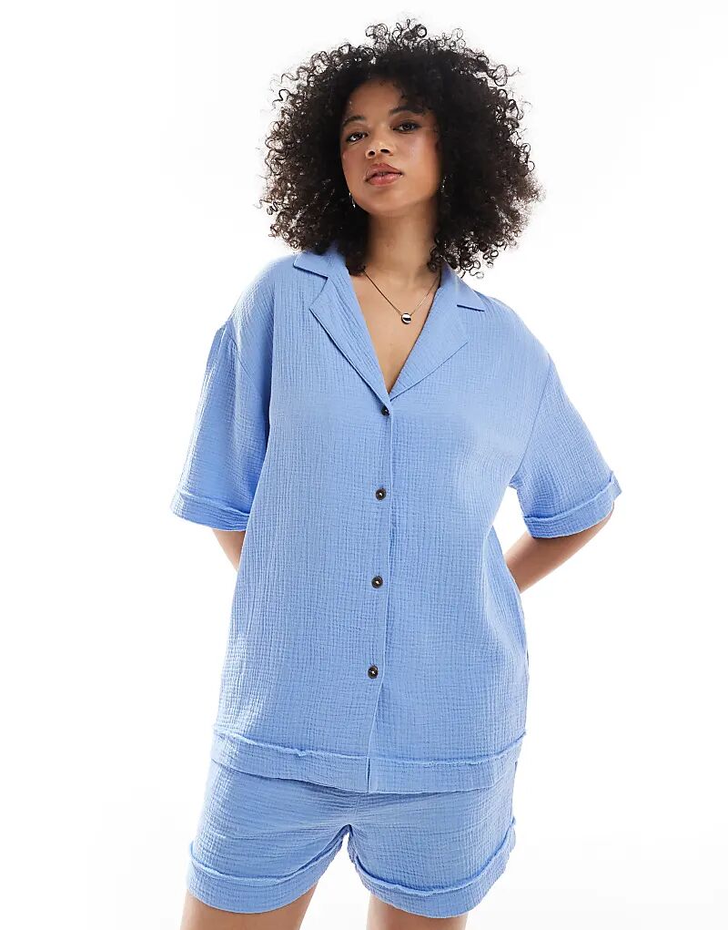 

Рубашка из марли ASOS DESIGN синего цвета