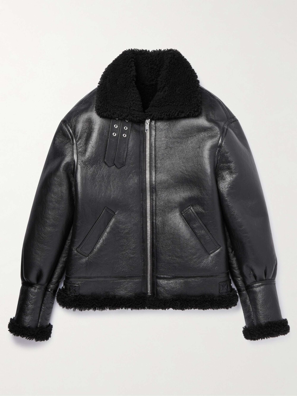 

Куртка-бомбер из фактурной кожи с подкладкой из овчины Celine Homme, черный