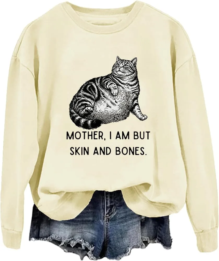 

Толстовка с принтом "Mother I Am But Skin And Bones" для любителей кошек FITKEYS