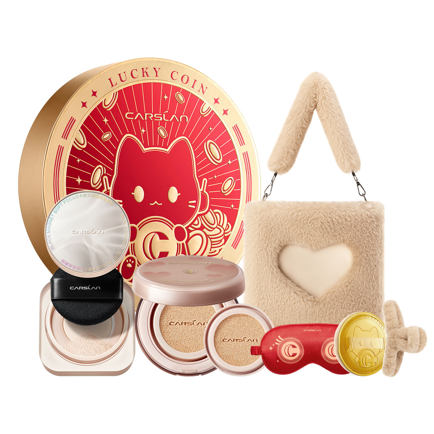 

Набор для макияжа Lucky Coin Box с эффектом контроля жирного блеска и естественного закрепления Carslan