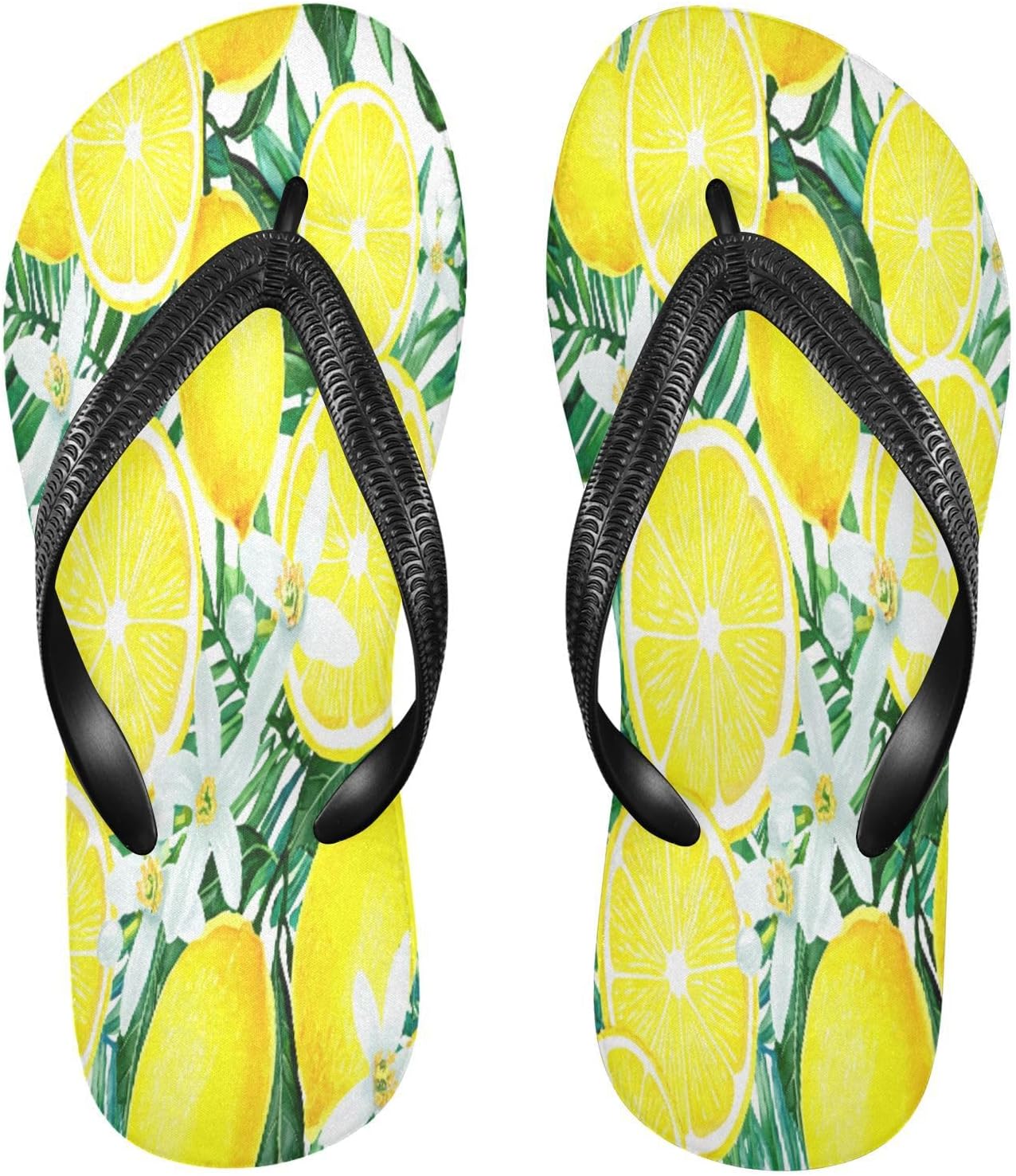 

Белые шлепанцы с рисунком листьев лимона, пляжные сандалии-вьетнамки, резинескользящие летние тапочки для женщин и мужчин Sinestour