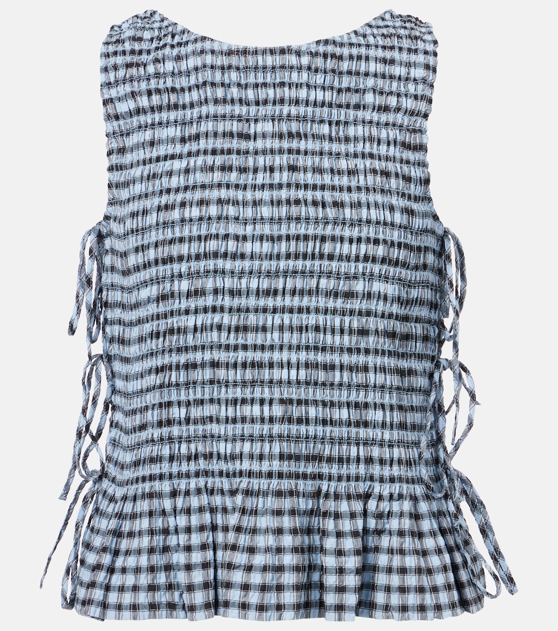 

Синяя клетчатая рубашка с защипами Ganni, Soft Chambray