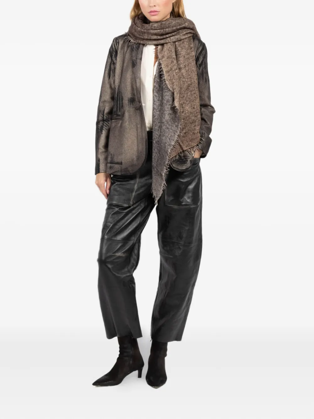 

Шарф с бахромой Avant Toi, коричневый