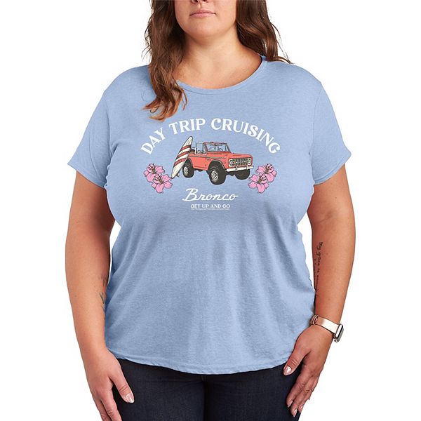 

Футболка с принтом Ford Bronco Day Trip Cruising Plus Size Licensed Character, Heather Chambray Blue