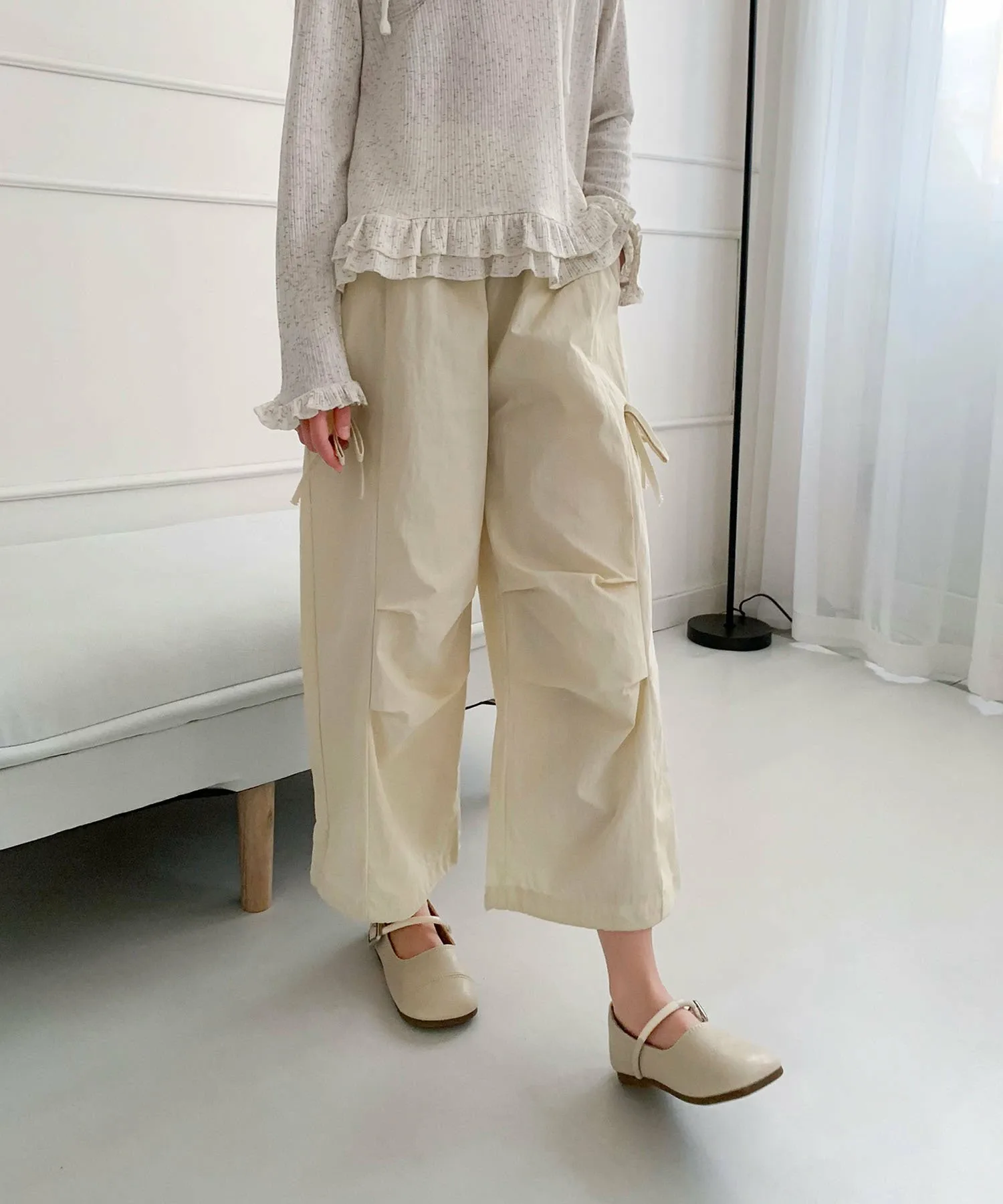 Детские широкие штаны с боковыми лентами Aimoha Kids, Yellow — фото 2