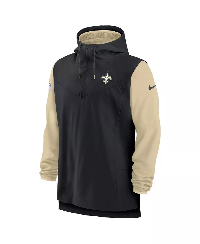 Мужская худи с молнией на четверть New Orleans Saints в черно-золотом цвете для игроков на боковой линии Nike — фото 3
