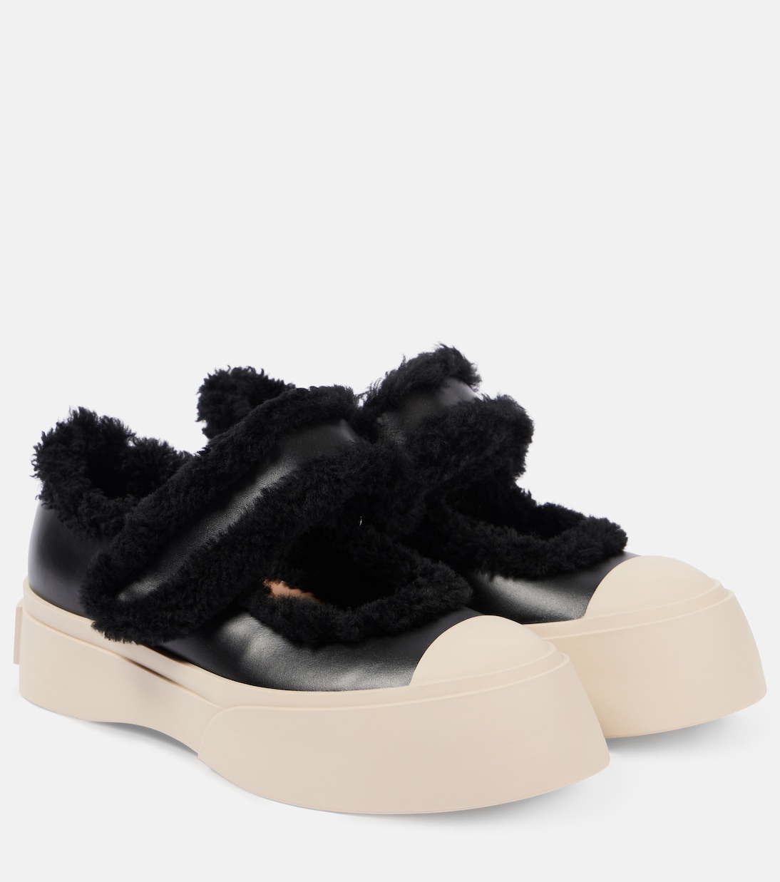 Кроссовки Pablo из кожи с подкладкой из овчины Marni, черный