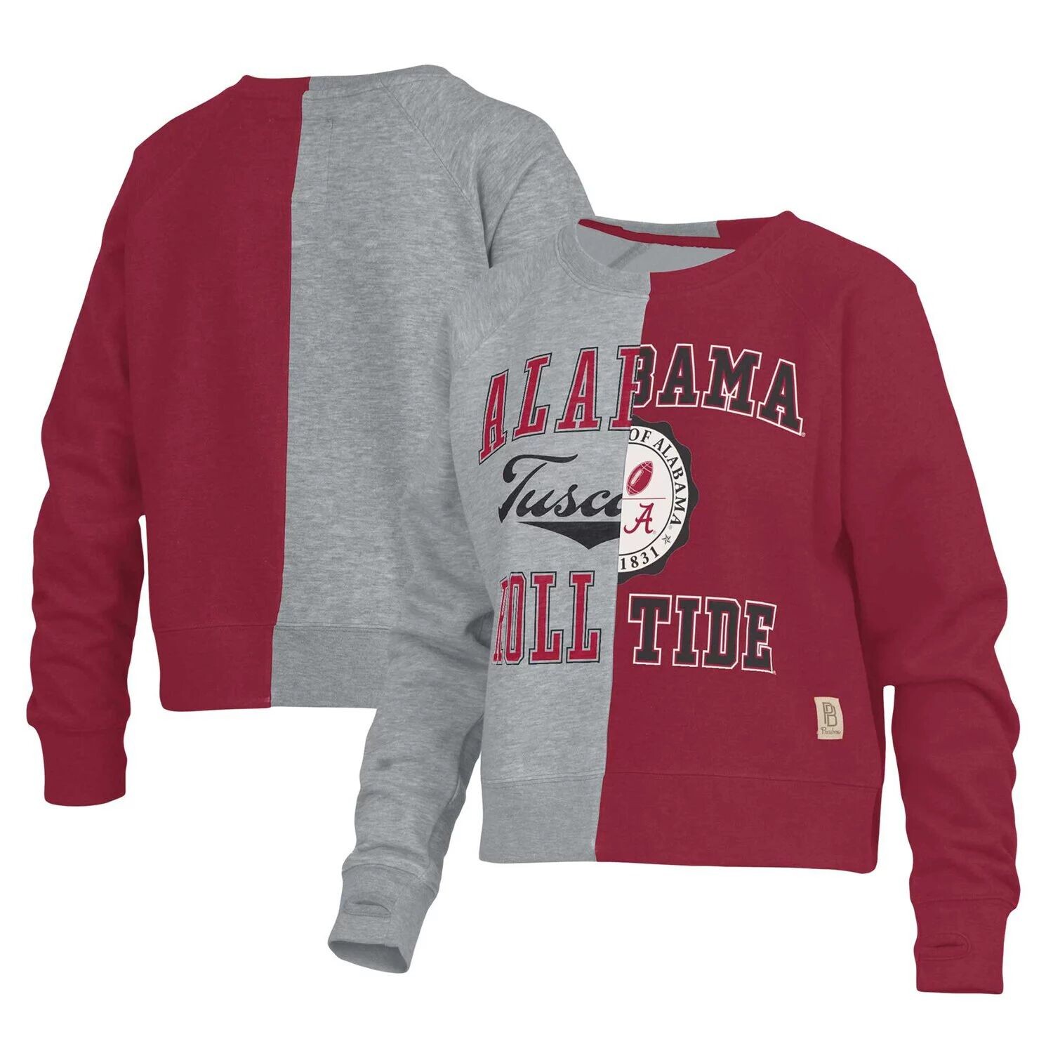 

Женский пуловер Pressbox Heather Grey Alabama Crimson Tide Half and Half реглан